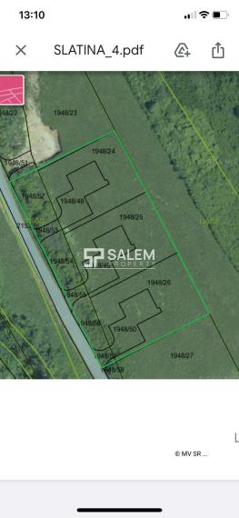 Pre investora. Pozemky pripravené na výstavbu rodinných domov. ZV. Slatina.