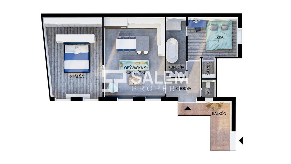 REZERVOVANÉ. Palisády, 3 izbový priestranný byt s balkónom a výhľadom na hrad